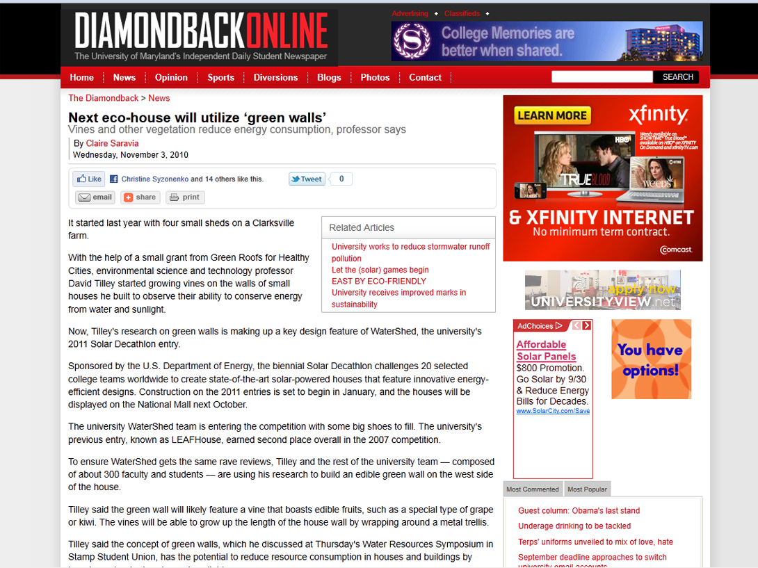 Screenshot of Diamondback website