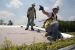 Photo of students installing green roof 