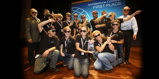 Photo of team after winning first place in the Architecture contest