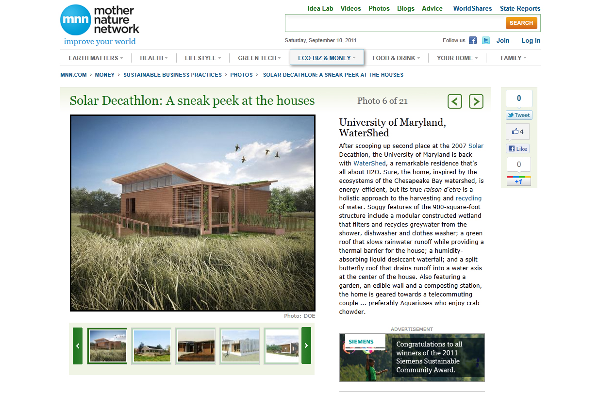 Screenshot of Mother Nature Network website
