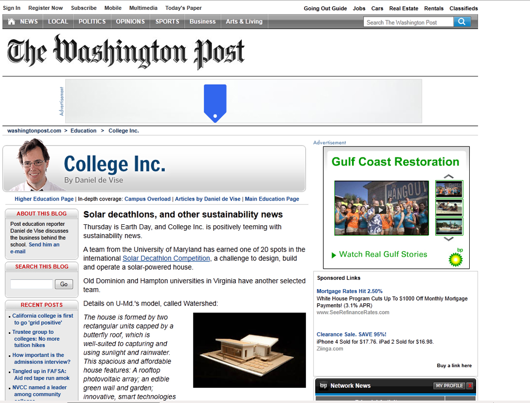 Screenshot of Washington Post article
